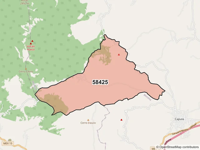 Mapa del código postal 58425, Quiroga, Michoacán de Ocampo