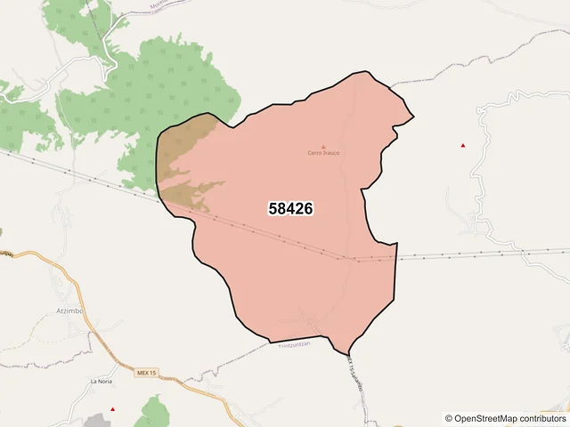 Mapa del código postal 58426, Quiroga, Michoacán de Ocampo