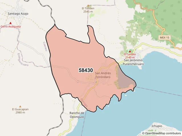 Mapa del código postal 58430, Quiroga, Michoacán de Ocampo