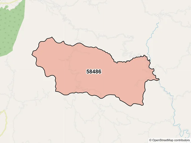 Mapa del código postal 58486, Madero, Michoacán de Ocampo