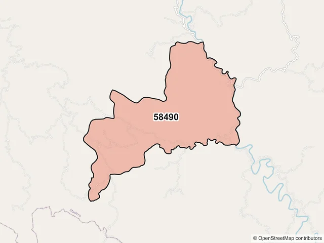 Mapa del código postal 58490, Madero, Michoacán de Ocampo