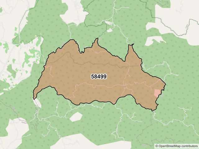 Mapa del código postal 58499, Madero, Michoacán de Ocampo
