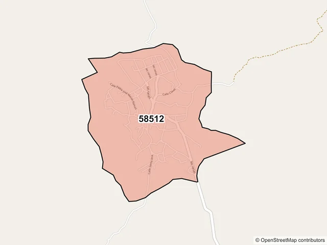Mapa del código postal 58512, Puruándiro, Michoacán de Ocampo