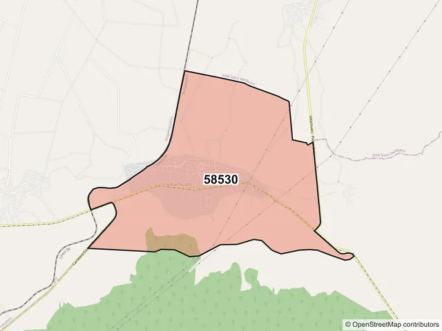 Mapa del código postal 58530, Puruándiro, Michoacán de Ocampo