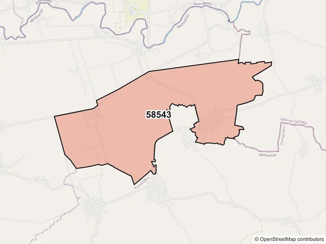 Mapa del código postal 58543, José Sixto Verduzco, Michoacán de Ocampo