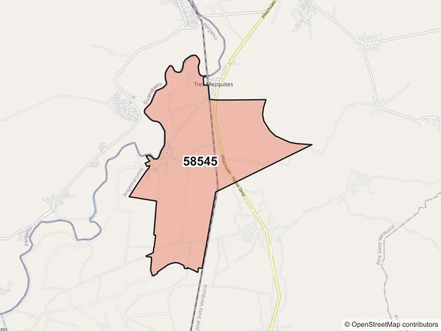 Mapa del código postal 58545, José Sixto Verduzco, Michoacán de Ocampo