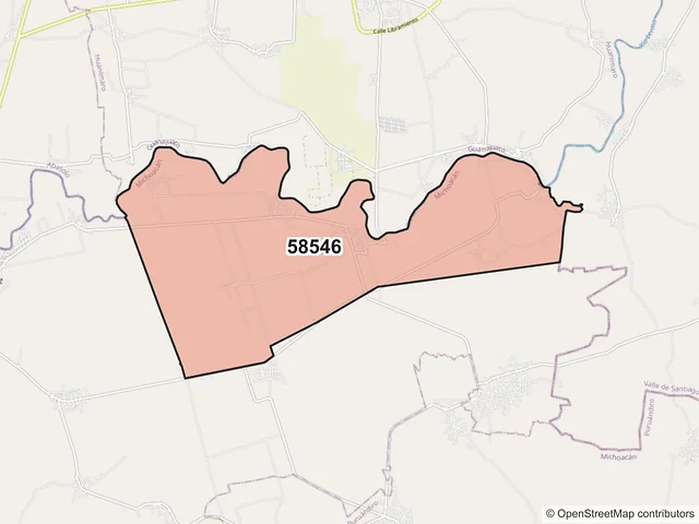 Mapa del código postal 58546, José Sixto Verduzco, Michoacán de Ocampo