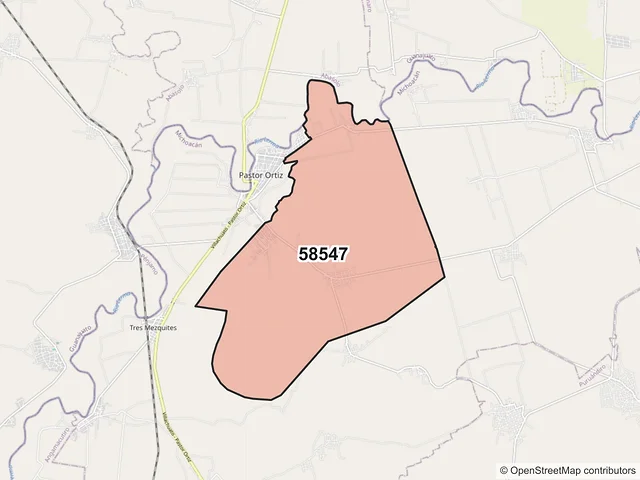 Mapa del código postal 58547, José Sixto Verduzco, Michoacán de Ocampo
