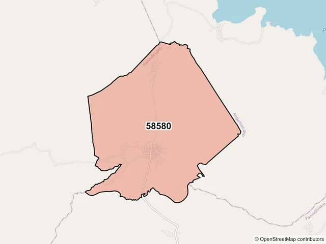 Mapa del código postal 58580, Panindícuaro, Michoacán de Ocampo