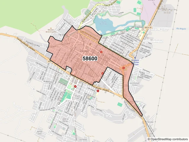 Mapa del código postal 58600, Zacapu, Michoacán de Ocampo