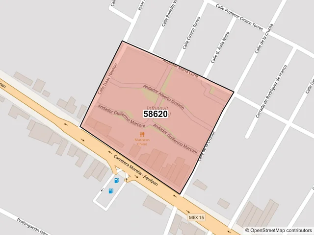 Mapa del código postal 58620, Zacapu, Michoacán de Ocampo