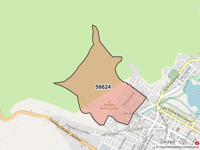 Mapa del código postal 58624, Zacapu, Michoacán de Ocampo