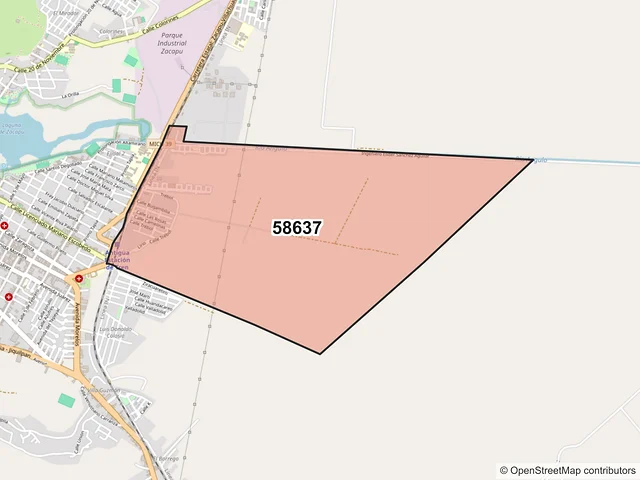 Mapa del código postal 58637, Zacapu, Michoacán de Ocampo