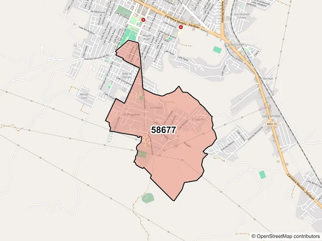 Mapa del código postal 58677, Zacapu, Michoacán de Ocampo