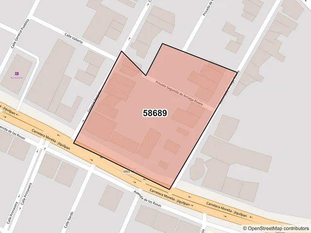 Mapa del código postal 58689, Zacapu, Michoacán de Ocampo