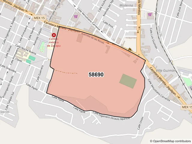 Mapa del código postal 58690, Zacapu, Michoacán de Ocampo