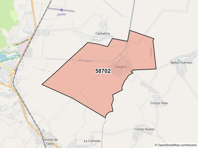 Mapa del código postal 58702, Zacapu, Michoacán de Ocampo