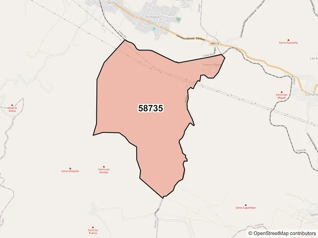 Mapa del código postal 58735, Zacapu, Michoacán de Ocampo