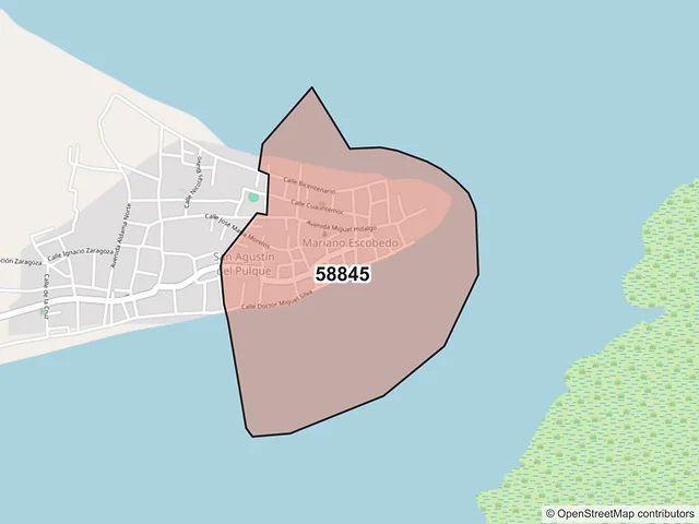 Mapa del código postal 58845, Cuitzeo, Michoacán de Ocampo