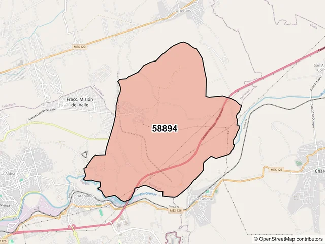 Mapa del código postal 58894, Tarímbaro, Michoacán de Ocampo