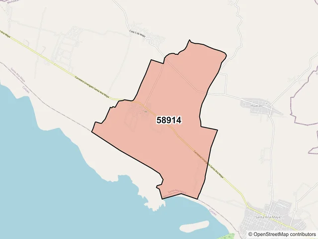 Mapa del código postal 58914, Santa Ana Maya, Michoacán de Ocampo