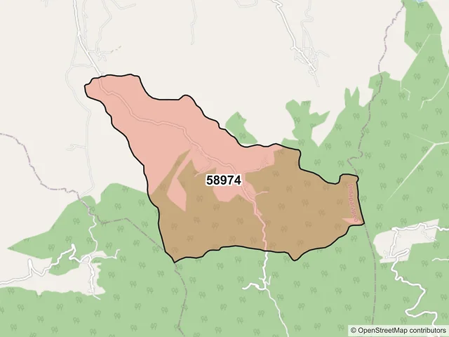 Mapa del código postal 58974, Indaparapeo, Michoacán de Ocampo