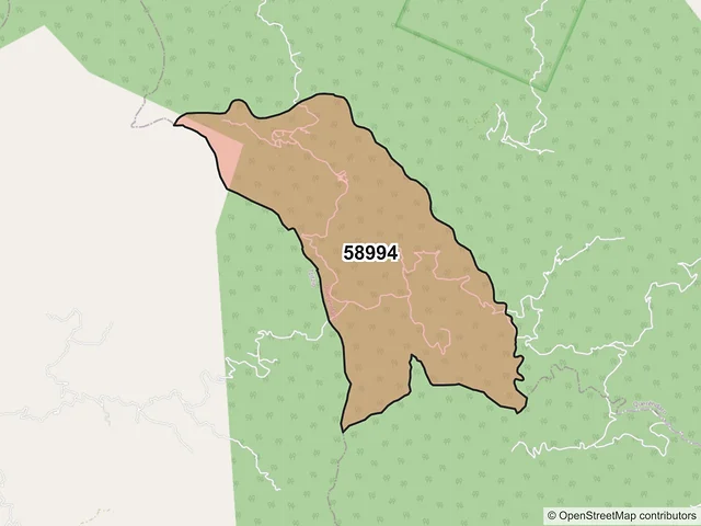 Mapa del código postal 58994, Queréndaro, Michoacán de Ocampo