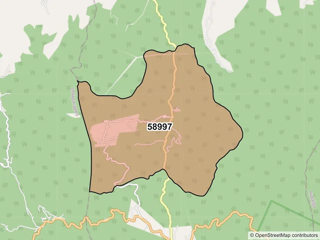 Mapa del código postal 58997, Queréndaro, Michoacán de Ocampo