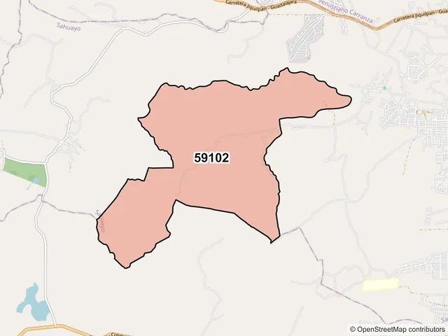 Mapa del código postal 59102, Sahuayo, Michoacán de Ocampo
