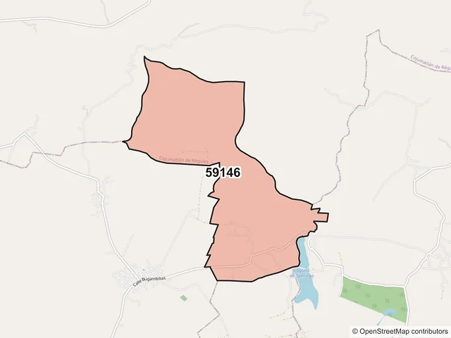 Mapa del código postal 59146, Cojumatlán de Régules, Michoacán de Ocampo