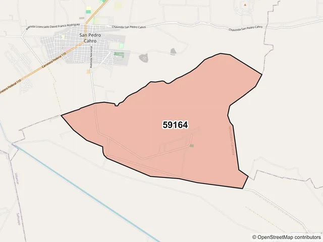 Mapa del código postal 59164, Venustiano Carranza, Michoacán de Ocampo