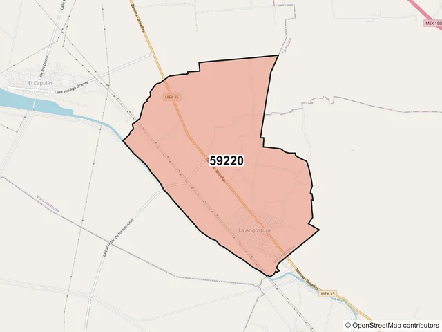 Mapa del código postal 59220, Vista Hermosa, Michoacán de Ocampo