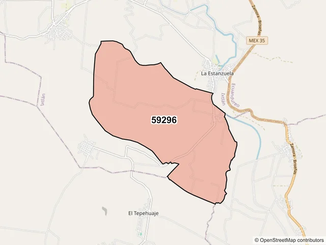 Mapa del código postal 59296, Ixtlán, Michoacán de Ocampo