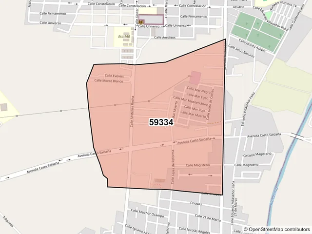 Mapa del código postal 59334, La Piedad, Michoacán de Ocampo