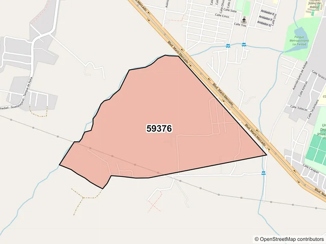 Mapa del código postal 59376, La Piedad, Michoacán de Ocampo
