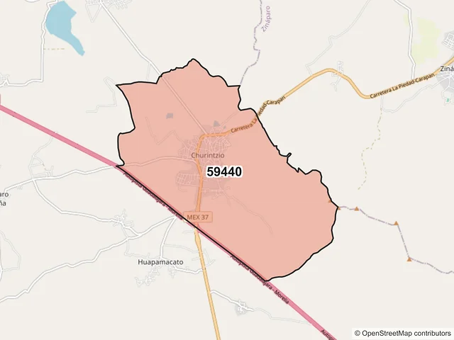 Mapa del código postal 59440, Churintzio, Michoacán de Ocampo