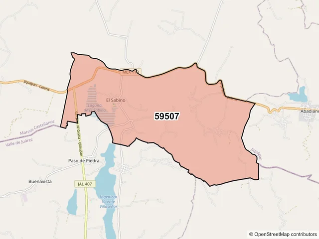 Mapa del código postal 59507, Marcos Castellanos, Michoacán de Ocampo