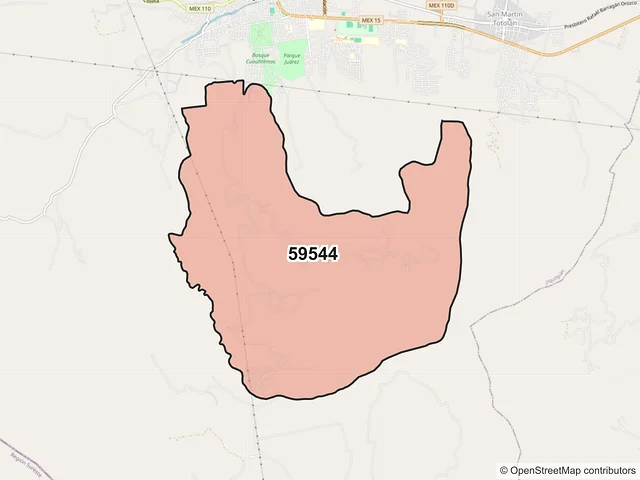 Mapa del código postal 59544, Jiquilpan, Michoacán de Ocampo