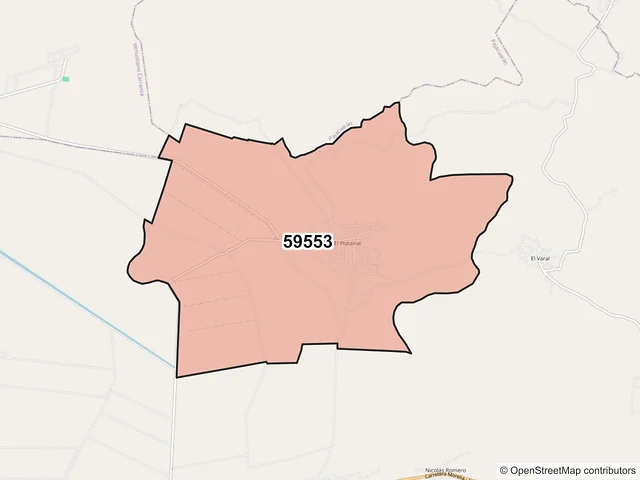 Mapa del código postal 59553, Villamar, Michoacán de Ocampo