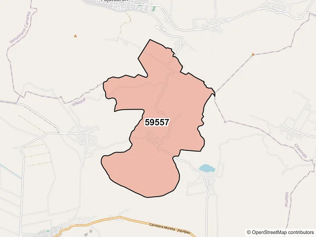 Mapa del código postal 59557, Villamar, Michoacán de Ocampo