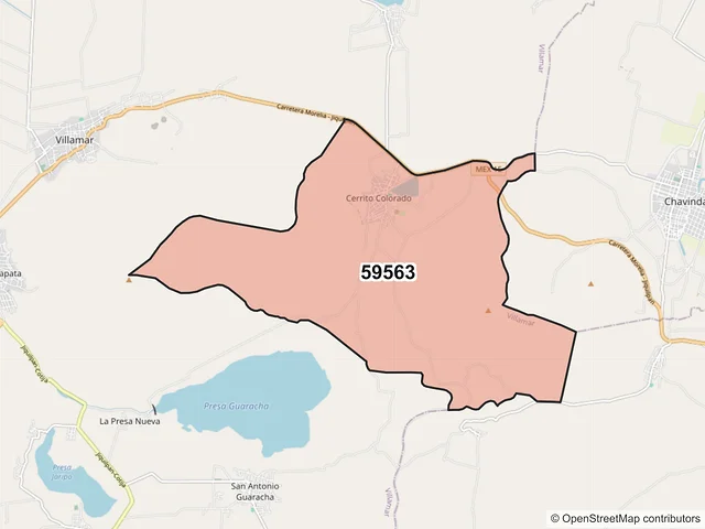 Mapa del código postal 59563, Villamar, Michoacán de Ocampo