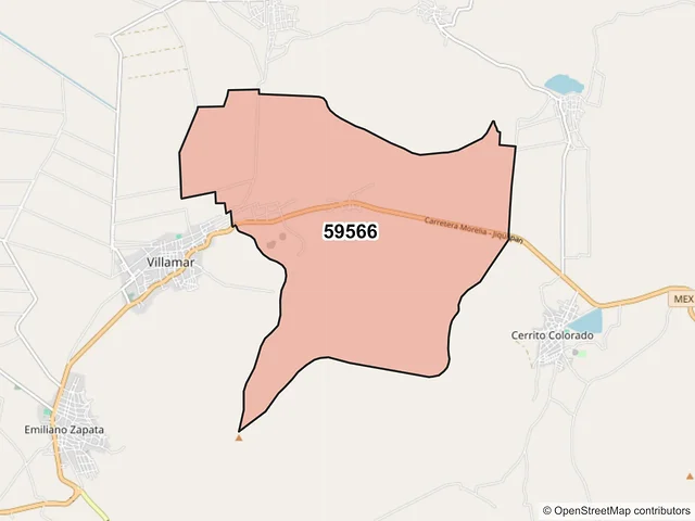 Mapa del código postal 59566, Villamar, Michoacán de Ocampo