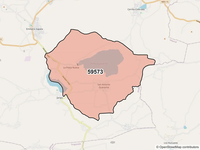 Mapa del código postal 59573, Villamar, Michoacán de Ocampo