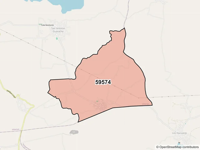 Mapa del código postal 59574, Villamar, Michoacán de Ocampo