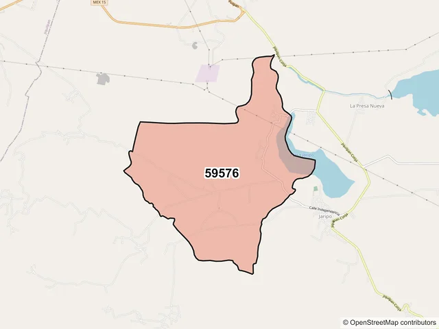 Mapa del código postal 59576, Villamar, Michoacán de Ocampo