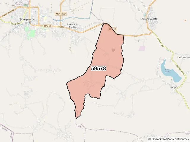 Mapa del código postal 59578, Villamar, Michoacán de Ocampo