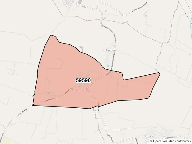 Mapa del código postal 59590, Chavinda, Michoacán de Ocampo