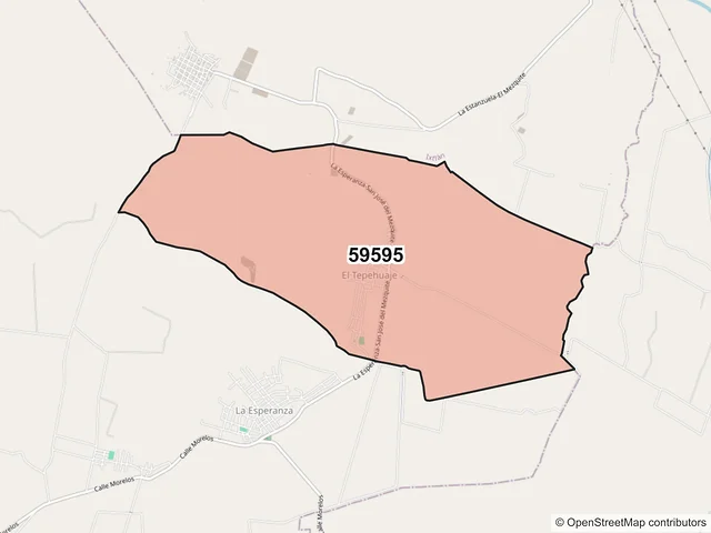 Mapa del código postal 59595, Chavinda, Michoacán de Ocampo