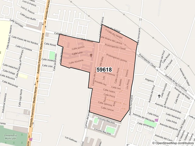 Mapa del código postal 59618, Zamora, Michoacán de Ocampo