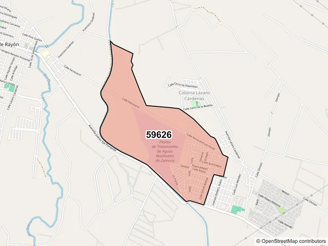 Mapa del código postal 59626, Zamora, Michoacán de Ocampo